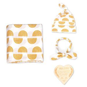 Rainbow Baby Blanket & Hat set: 100% Organic Muslin Swaddle Set for Boys & Girls